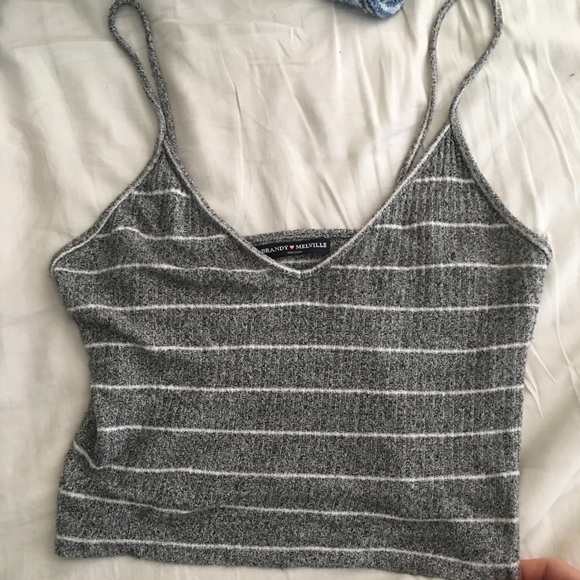 Brandy Melville Tops - grey and white brandy melville tank top cropped.